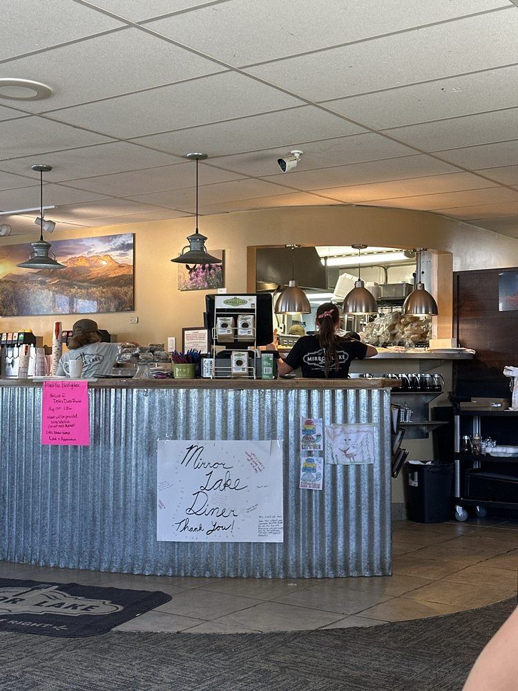 The counter inside Mirror Lake Diner